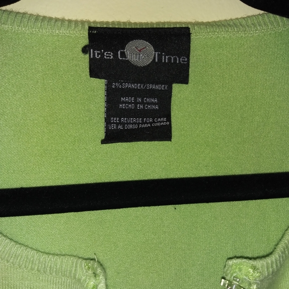 It's Our Time Lime Green Cardigan With Flower Buttons *Y2K* - Picture 3 of 3